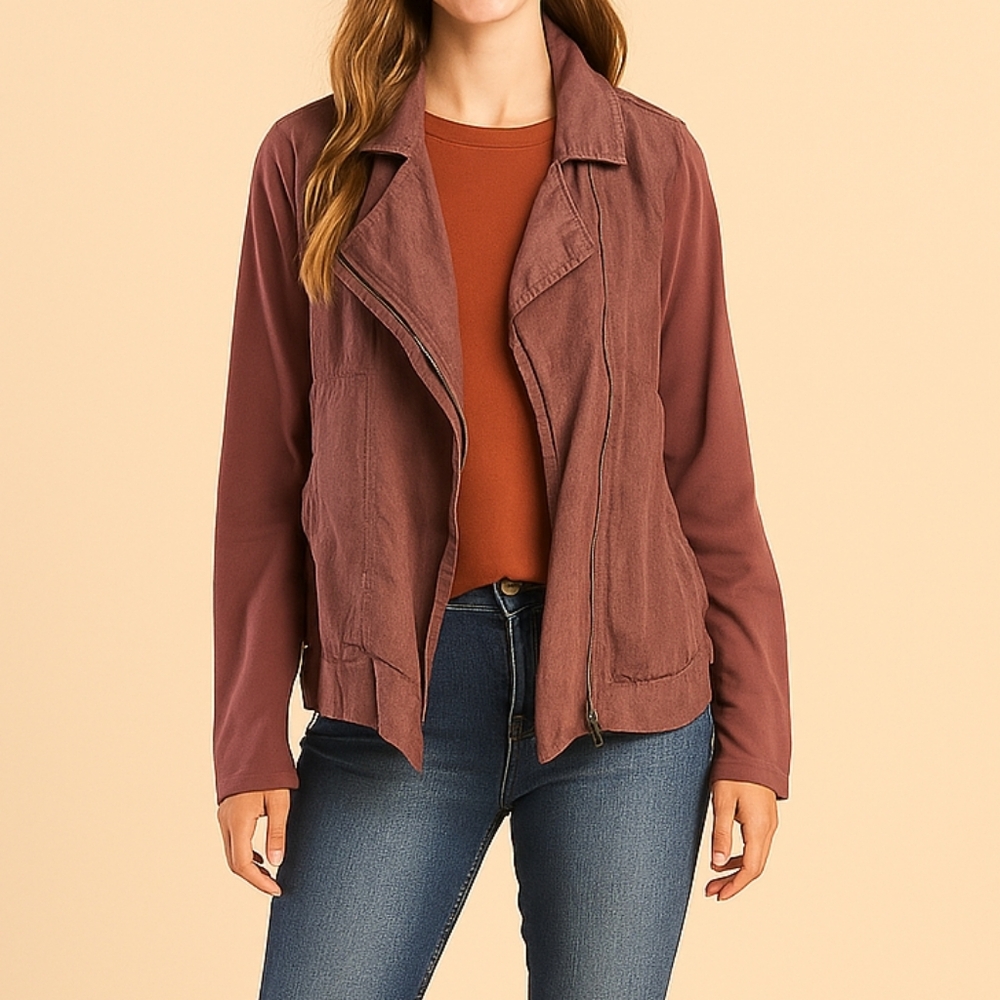 Flax Wanderlust Moto Jacket In Brown P